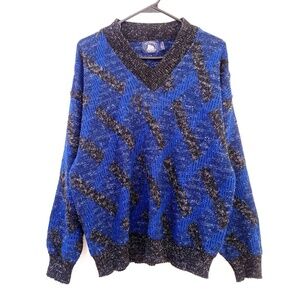 Vintage Blue and Black Women's Sweater